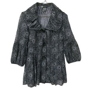 Damee Inc. Black White Abstract Print Duster Jacket Womens Size Small